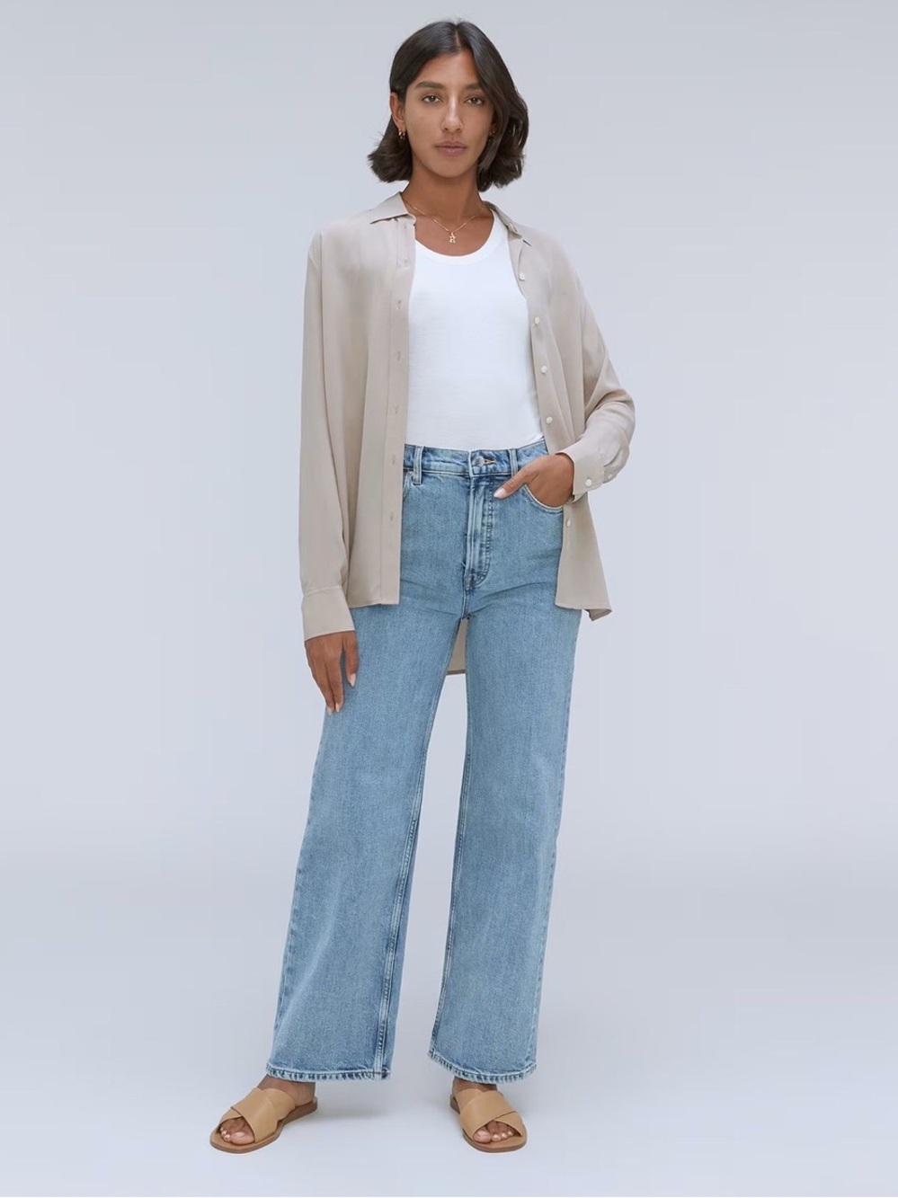 EVERLANE The Way High Wide Leg Flare Blue Woman’s 26